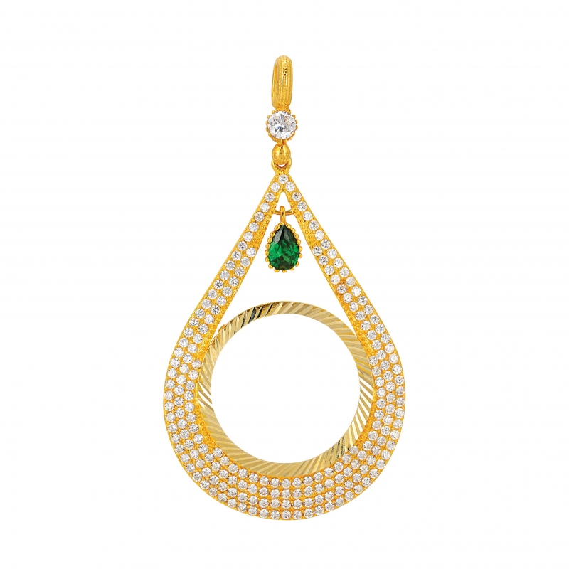 Yeşil Damla Çerçeve Kolye