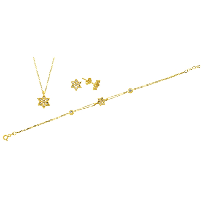 Altın Çiçek Motifli Mini Set